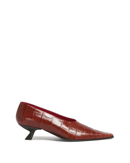 Marni Red Croc-Effect Leather Cindi Pumps