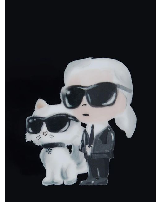 Karl Lagerfeld Aquarelle Choupette Iphone 16 Pro Max ケース Black
