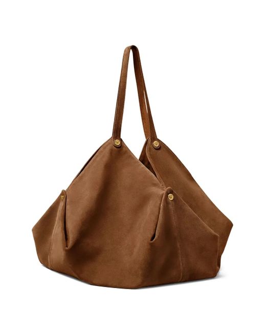Versace Brown Large Protea Suede Shoulder Bag