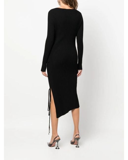Philipp Plein Black Lace-Detail Ribbed-Knit Dress