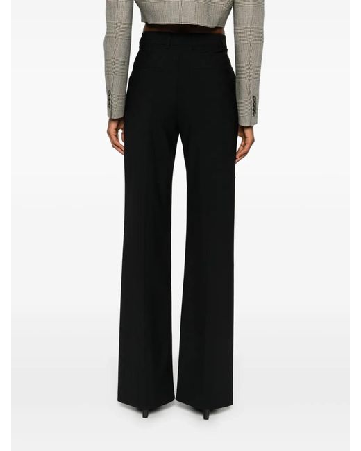 GIUSEPPE DI MORABITO Black Wool-Blend Wide-Leg Trousers