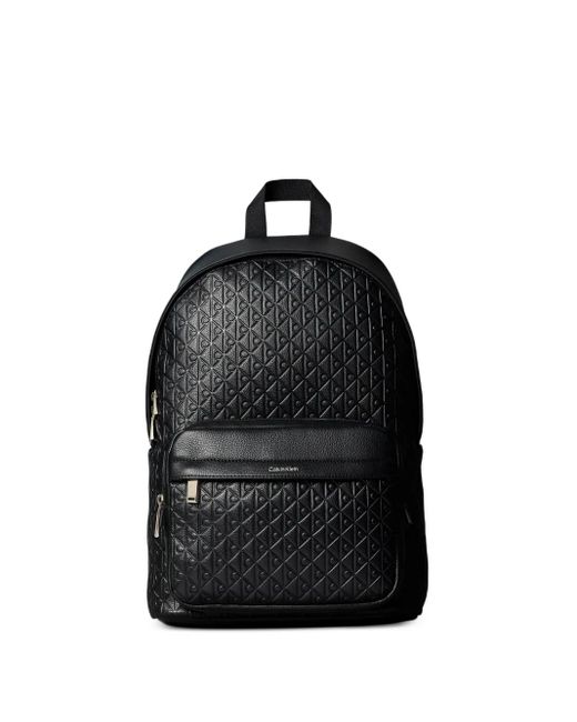 Calvin Klein Black Embossed Monogram Backpack for men