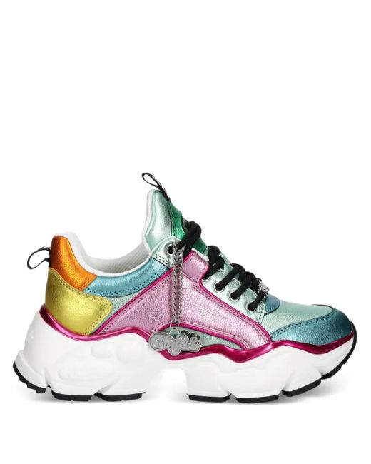 Buffalo Pink Binary Glam Panelled Sneakers