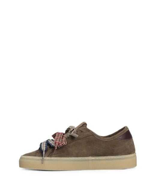 Date Brown Bow-Embellished Suede Sneakers