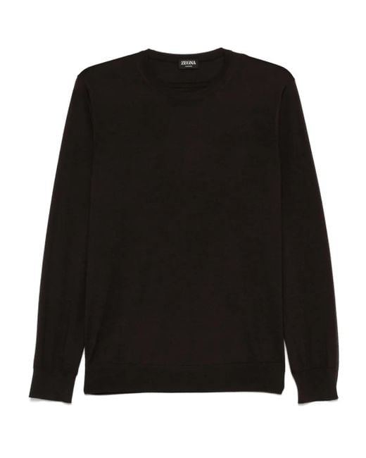 Zegna Fijngebreid T-Shirt in het Black voor heren