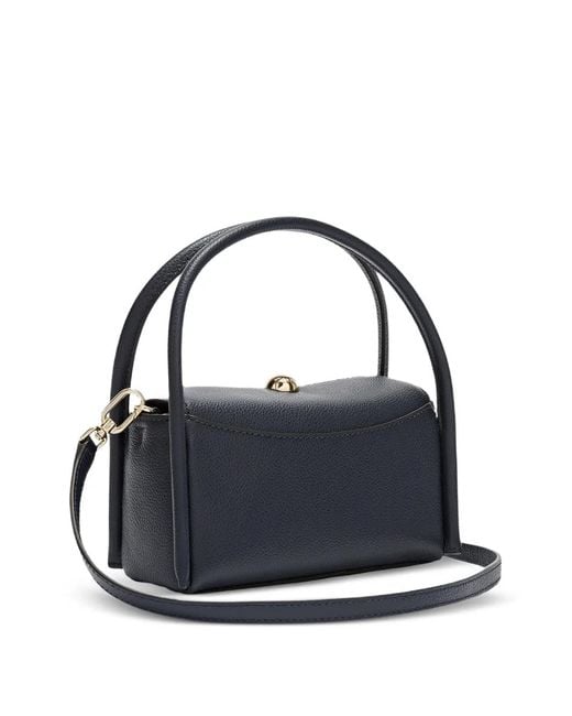 Furla Blue Mini Nicole Grained-Leather Boston Bag