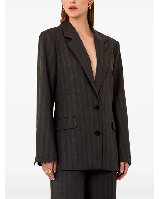 Nicholas Black Pinstripe Notched Lapel Blazer