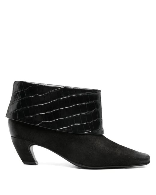 Marc Ellis Black 55Mm Croc Embossed Boots