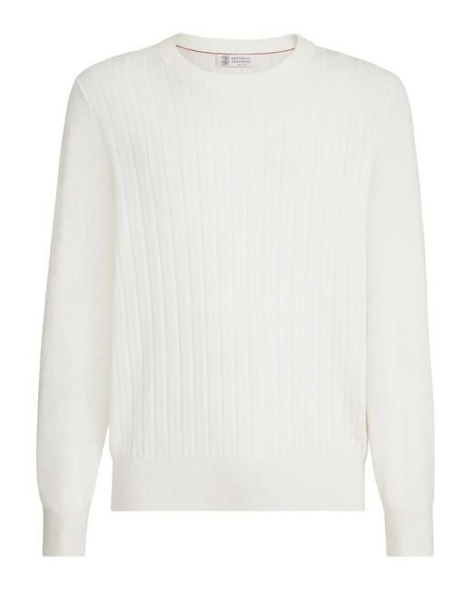 Pull Côtelé Brunello Cucinelli pour homme en coloris White