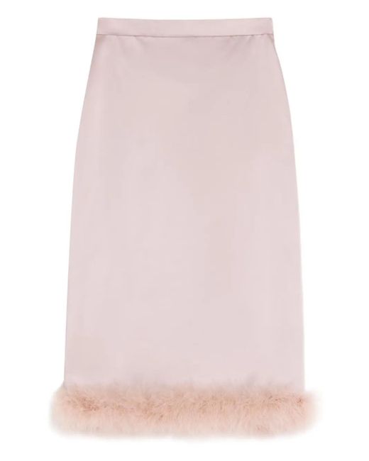 Valentino Garavani Pink Satin Skirt With Feathers