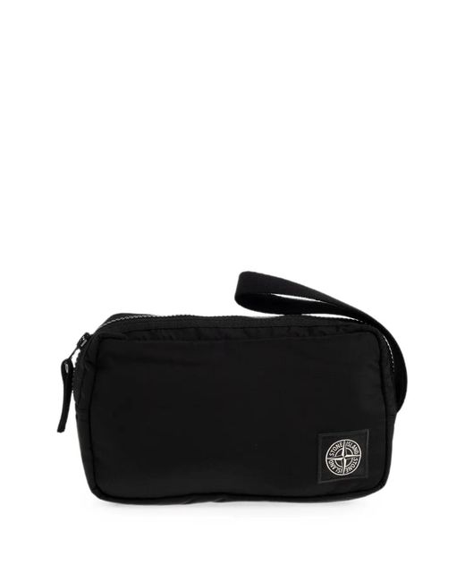 Stone Island Black Sac Cabas À Patch Logo Et Dragonne for men