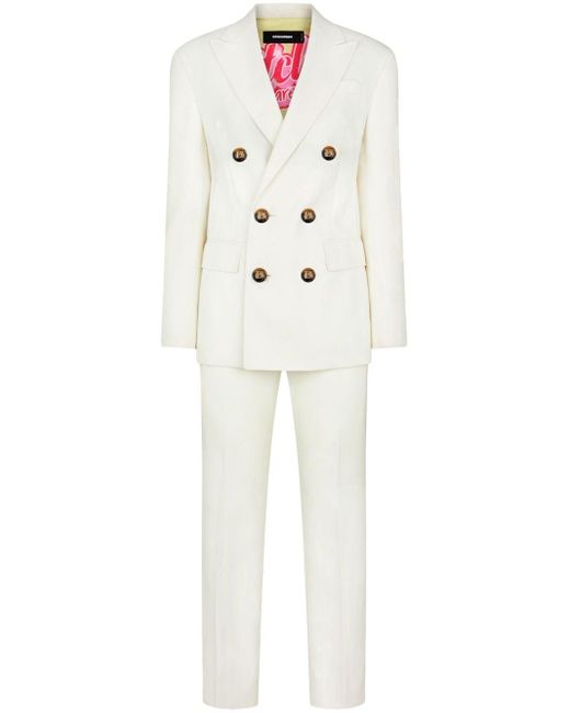 DSquared² White Double-breast Notched-lapel Suit