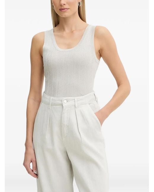 Fracomina White Embellished Knitted Tank Top