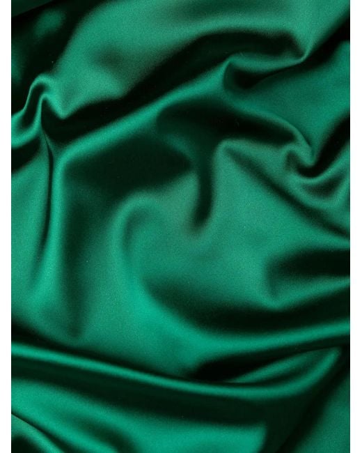 Talbot Runhof Green Draped Off-Shoulder Dress