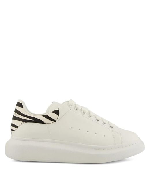 メンズ Alexander McQueen ゼブラパネル レザースニーカー White