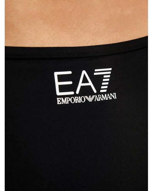 EA7 Black Logo-Print Bikini