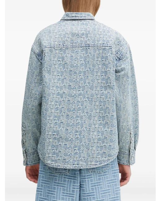 A Bathing Ape Blue Monogram-Print Denim Shirt Jacket for men