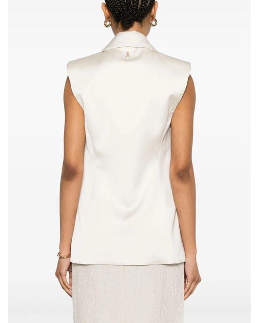 Patrizia Pepe White Satin-Finish Waistcoat