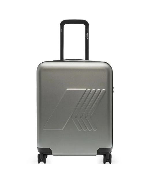 K-Way Gray Eudoxie Striped Suitcase