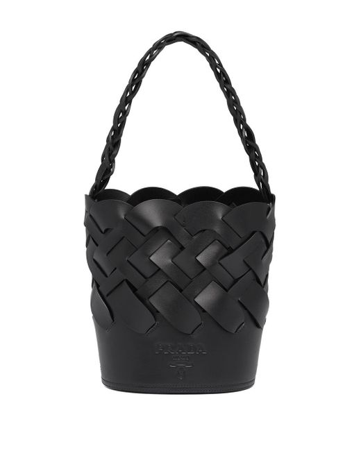 Bolso bombonera grande con motivo tejido Prada de Cuero de color Negro |  Lyst