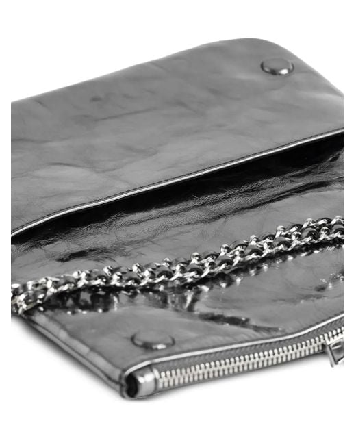 Zadig & Voltaire Gray Rock Leather Clutch Bag
