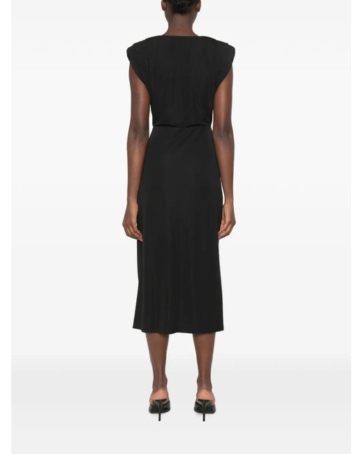 Imperial Black Ruched Sleeveless Midi Dress