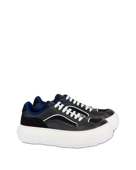 Moschino Blue Mesh, Calfskin, And Suede Sneakers for men