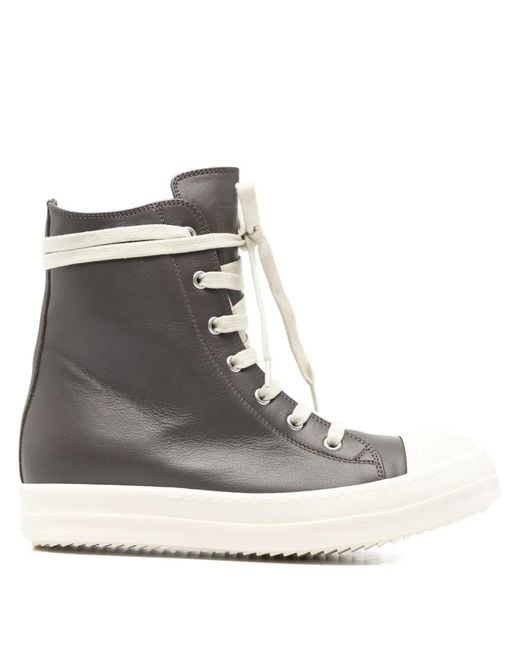 Rick Owens Brown Lace-Fastening Sneakers