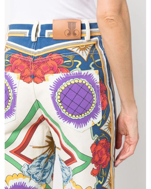 LaDoubleJ Liberty-Print Flared Jeans