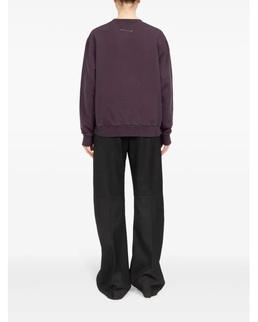 MM6 by Maison Margiela Purple Numbers-Print Cotton Sweatshirt