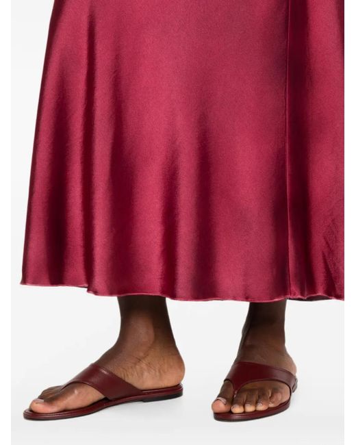Avant Toi Red Elasticated-Waist Midi Skirt