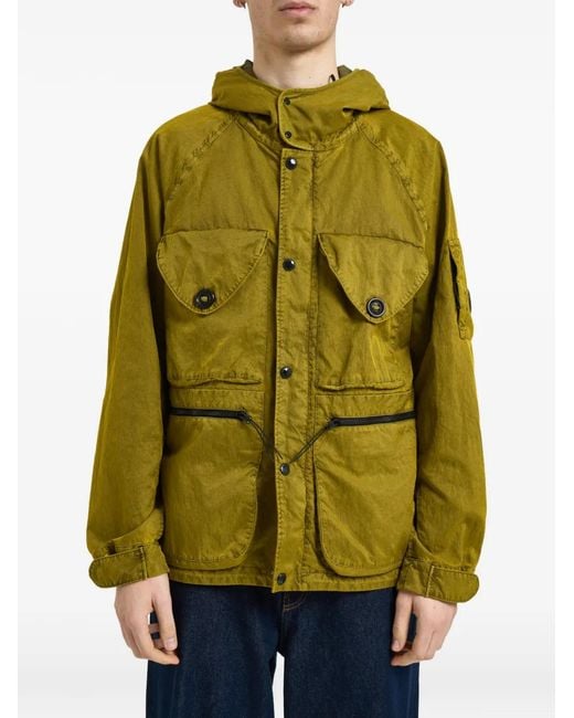 C P Company Green Panama-R Goggle-Detail Hooded Jacket for men