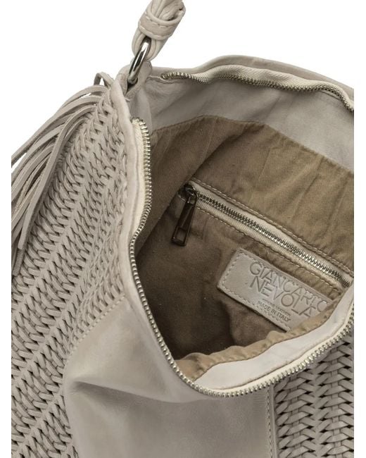 Reptile's House Gray Large Vasia Fringed Woven Shoulder Bag