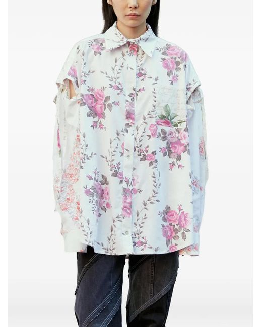 Rave Review White Eli Floral-Print Shirt