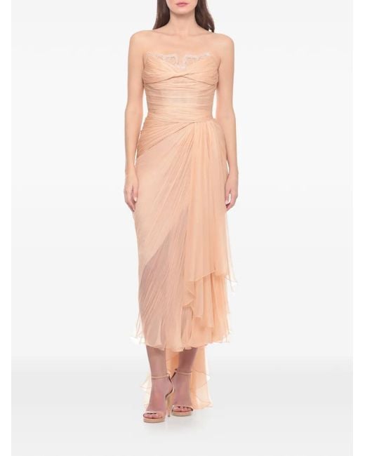 Maria Lucia Hohan White Jolie Lace-Trimmed Pleated Dress