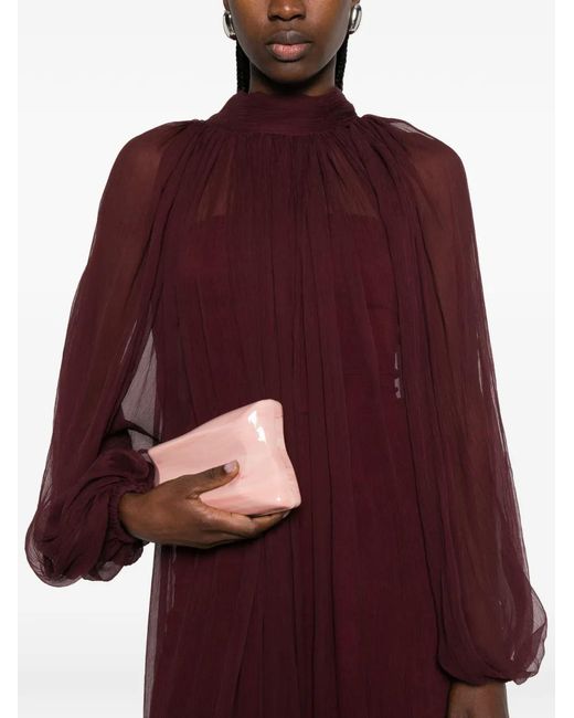 Atu Body Couture Purple Ruffled Tie Maxi Dress