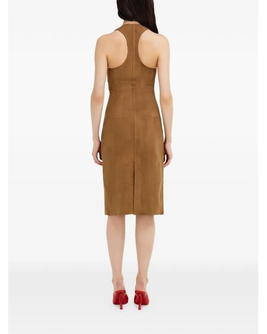 Ferragamo Natural Racer Back Dress With Hug Buckle Detail
