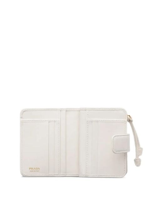 Prada White Petit Portefeuille En Cuir
