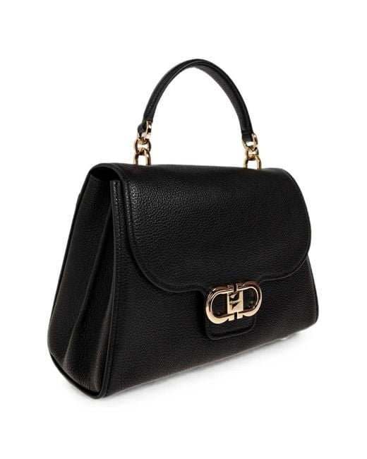 Ferragamo Black Double Gancini Tote Bag