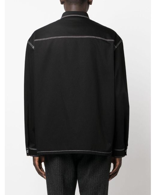 Prada Black Contrast-stitching Denim Shirt for men