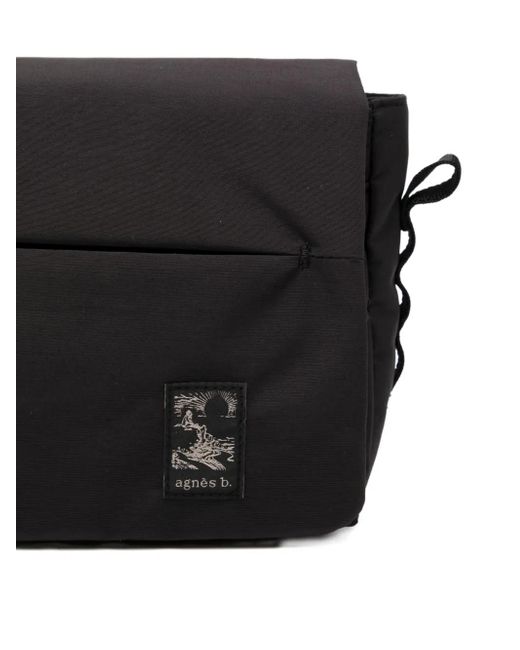 Agnes B. Black Logo-Patch Messenger Bag for men