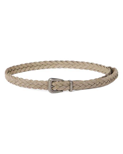 Brunello Cucinelli White Braided Leather Belt