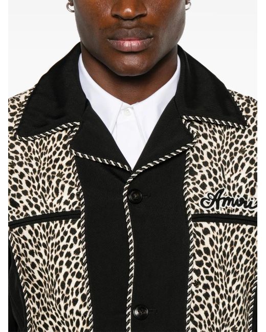Amiri Black Leopard Print Bomber Jacket for men