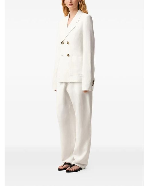 AMI White Linen Double Breasted Jacket