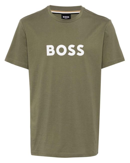 HUGO Green Logo-print Cotton T-shirt for men
