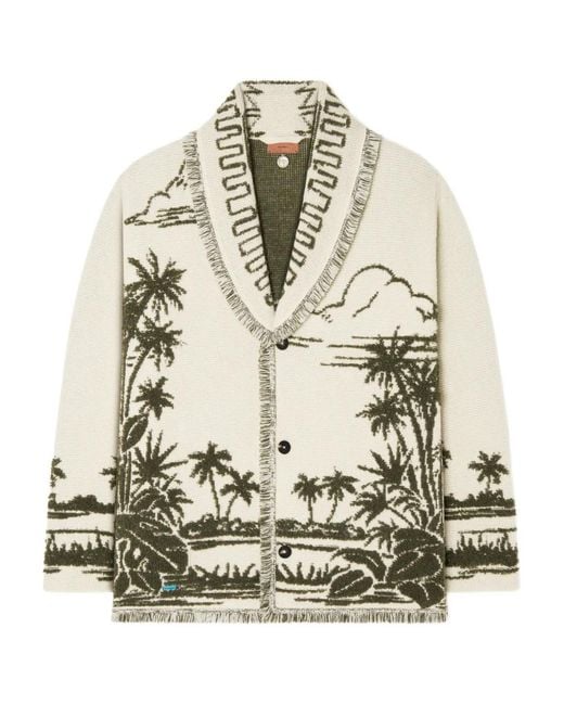 Alanui Natural Palm-Tree Fringed Cardigan for men
