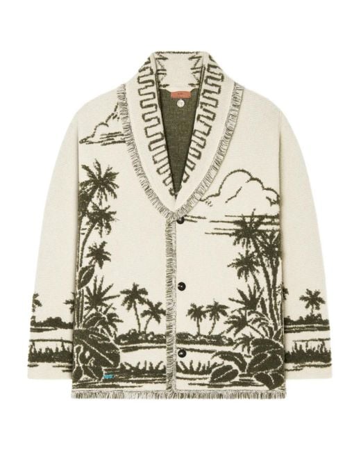 Alanui Natural Palm-Tree Fringed Cardigan for men