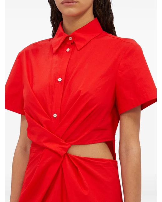 MSGM カットアウト シャツドレス レッド | Lyst