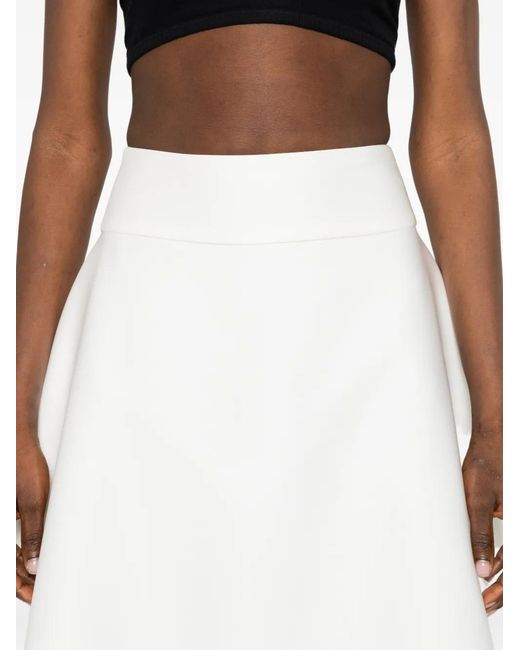 David Koma White A-Line Midi Skirt
