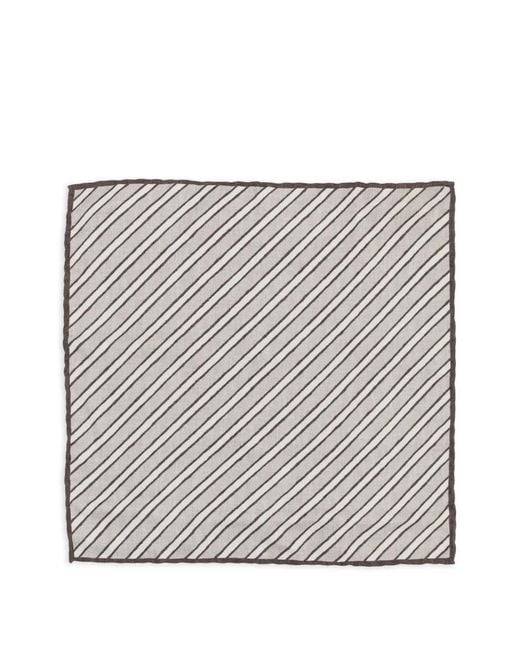 Brunello Cucinelli Gray Striped-Pattern Scarf for men